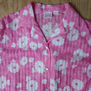 Vintage Graff Californiawear Pink Floral Pleated Disco Shirt